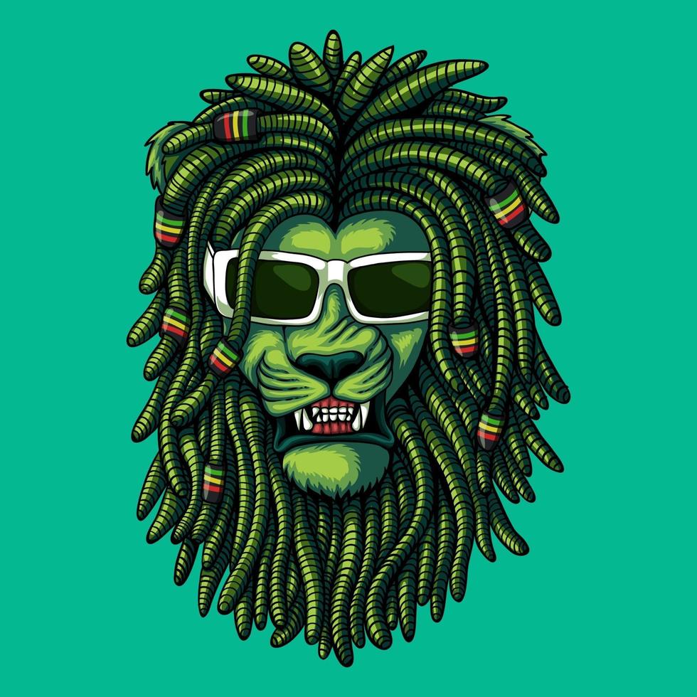 Lion green dreadlocks vector illustration