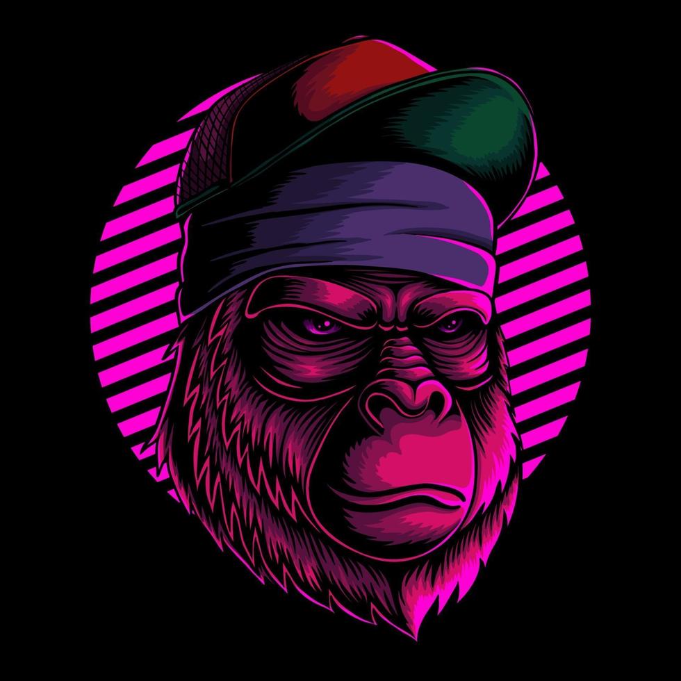 Ilustración de vector de cabeza de gorila fresco