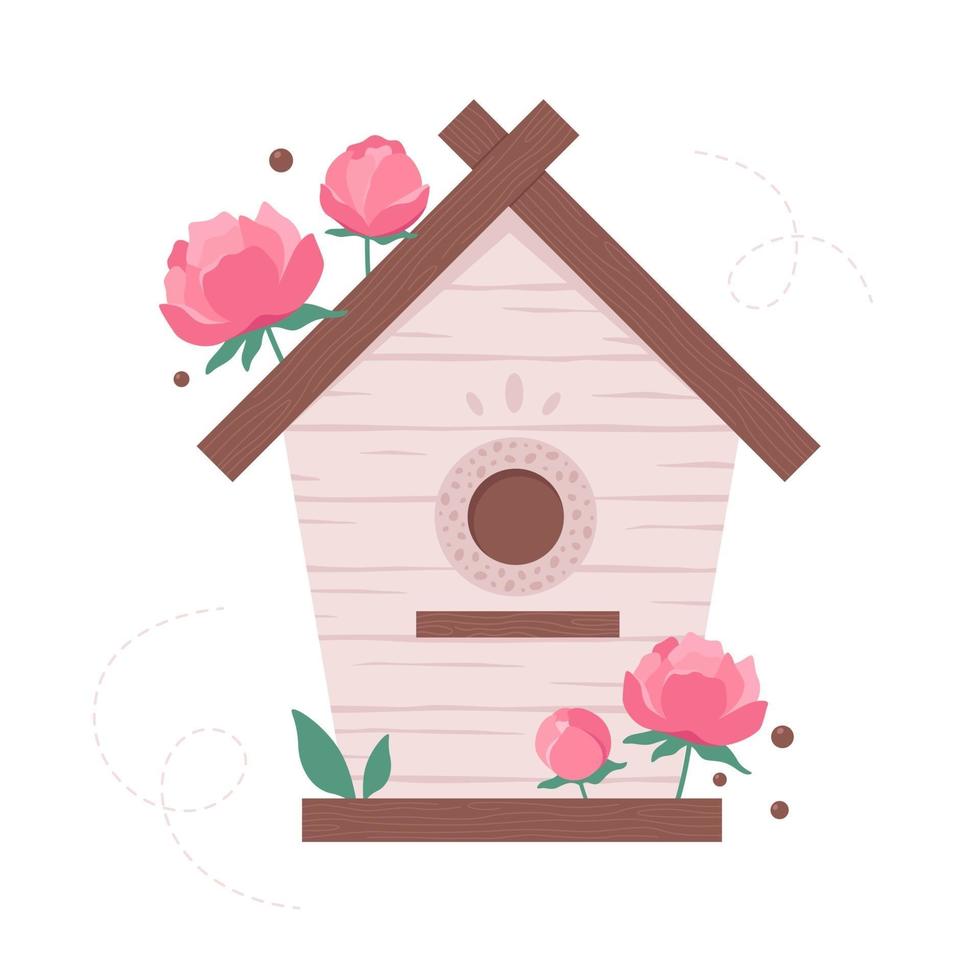 Wooden birdhouse for feeding birds vector