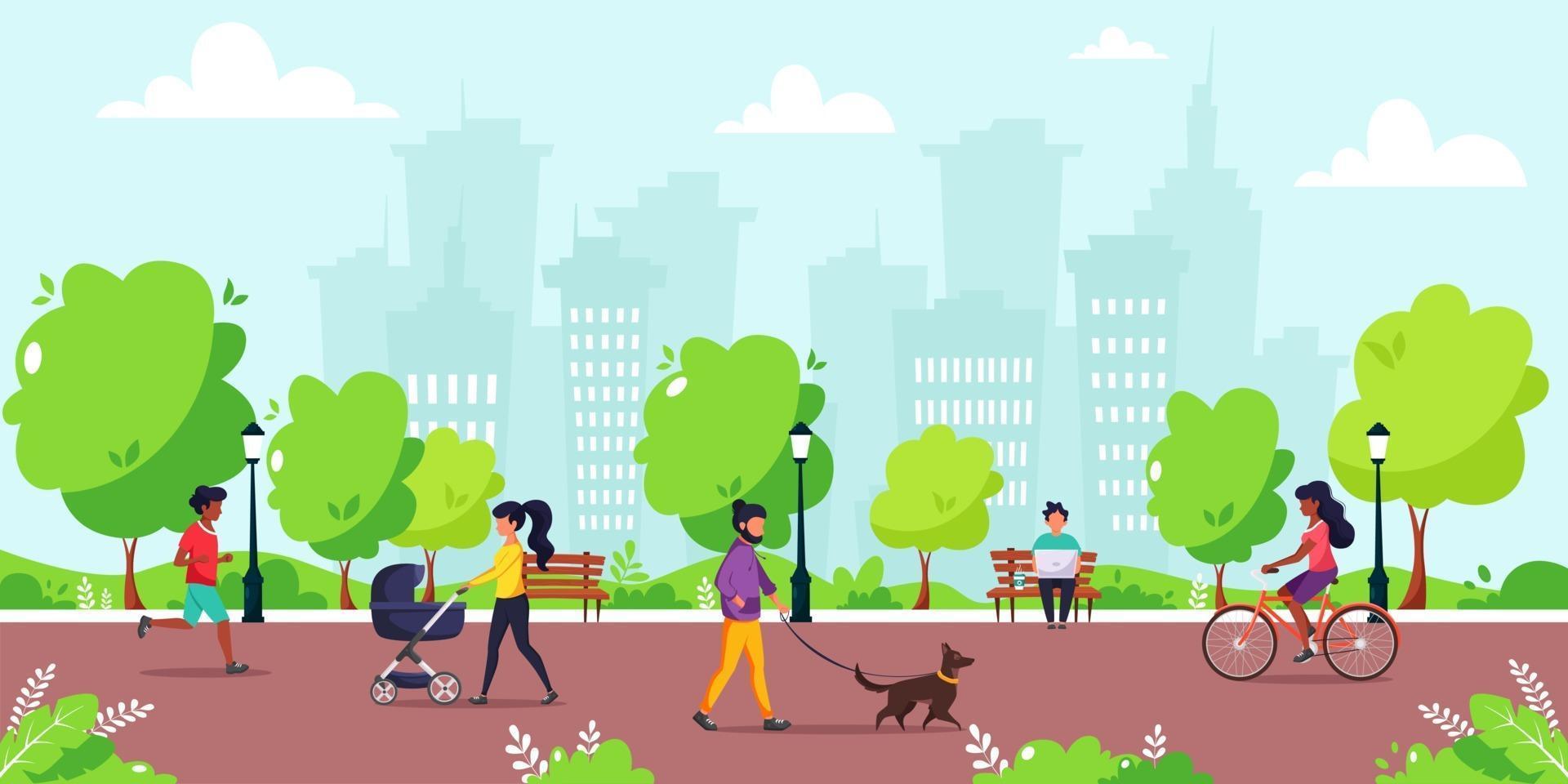 People activity in the park. Outdoor activity. vector