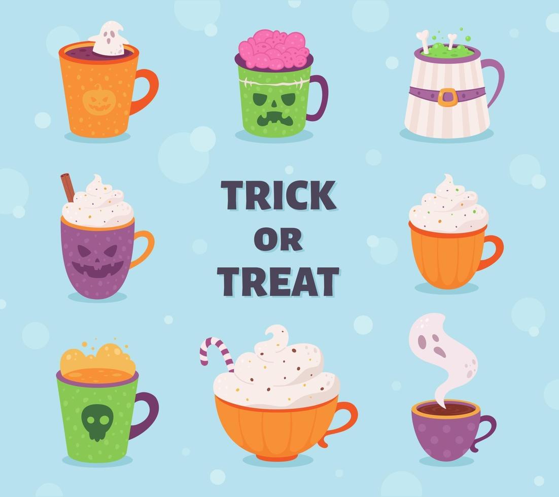 Halloween drinks collection. Happy Halloween, trick or treat. vector