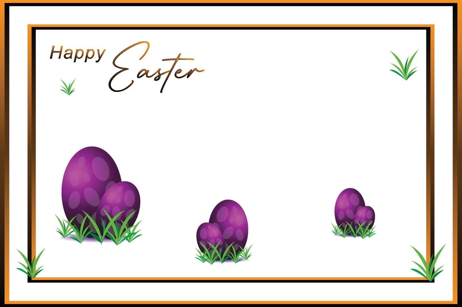 Happy easter frame art with golden lines vector