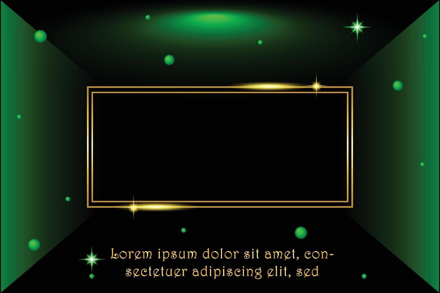 Golden frame with green background vector