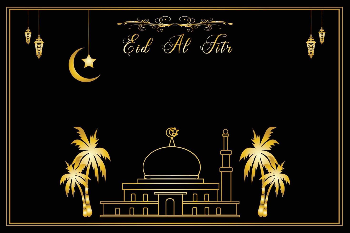 Muslim community festival Eid Al Fitr background with star moon vector