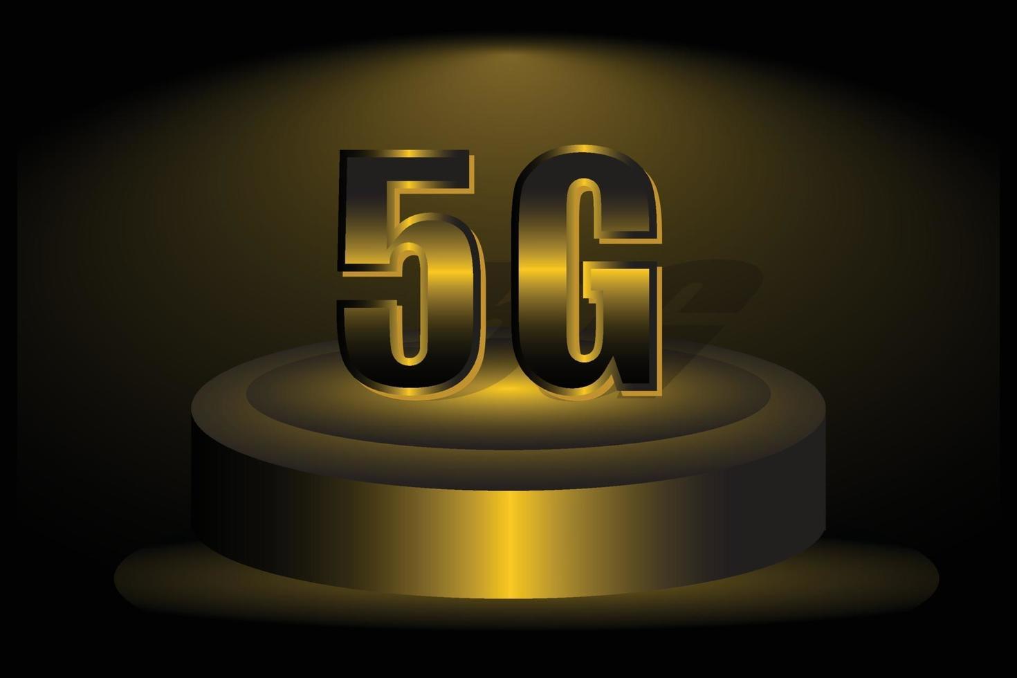 Símbolo de internet 5g con escenario de lujo sobre fondo de color dorado vector