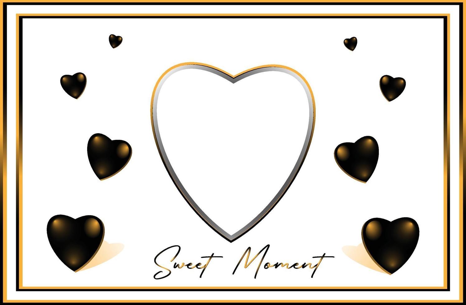 frame art sweet moment with golden heart vector