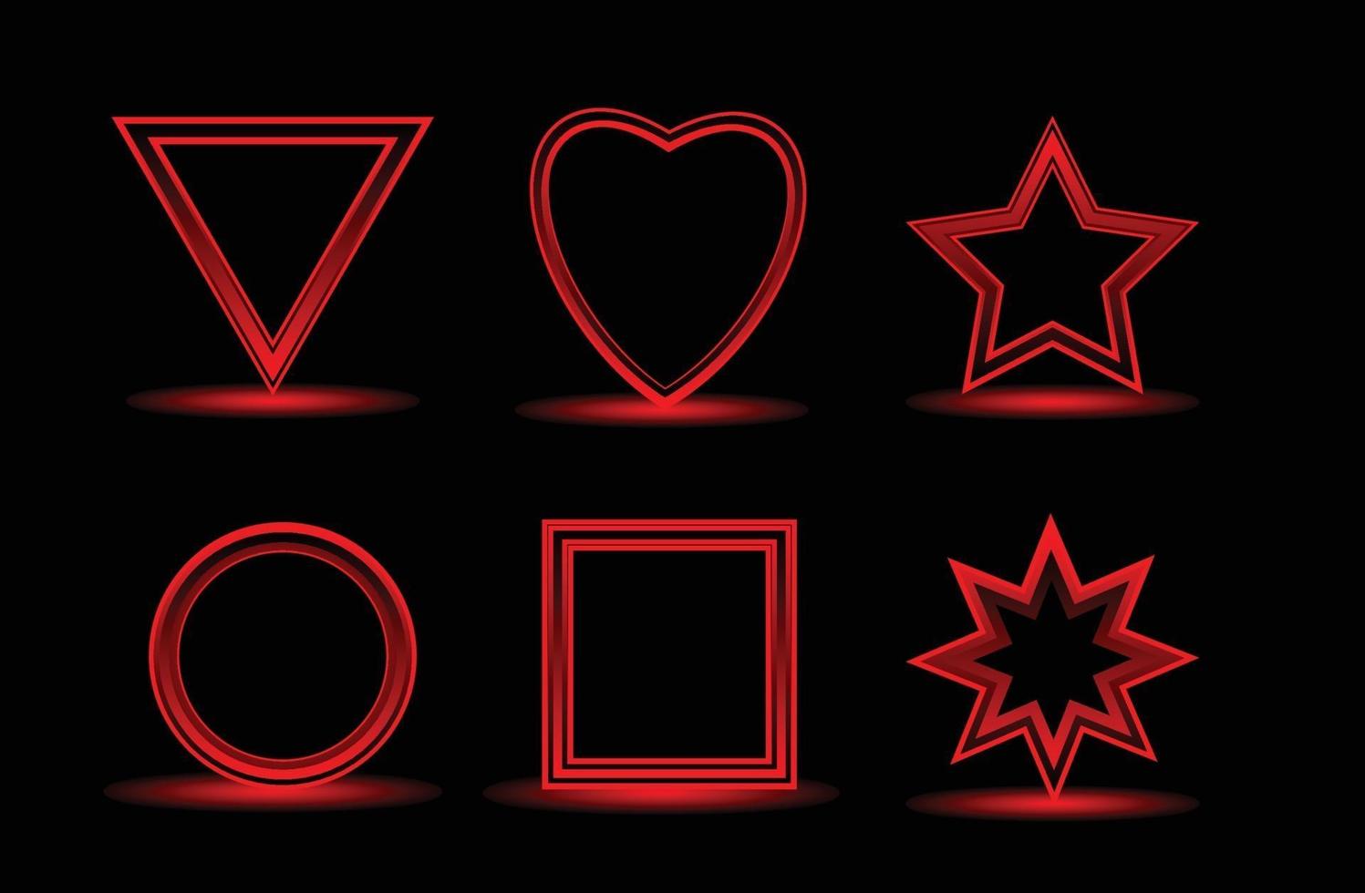 Red glowing icon set vector