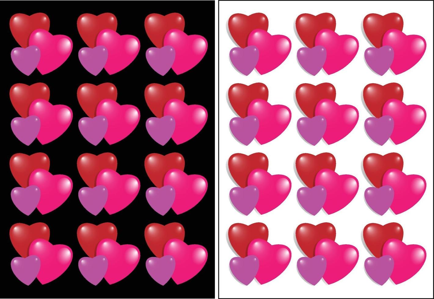 patrón de corazón de amor rosa con fondo blanco y negro vector