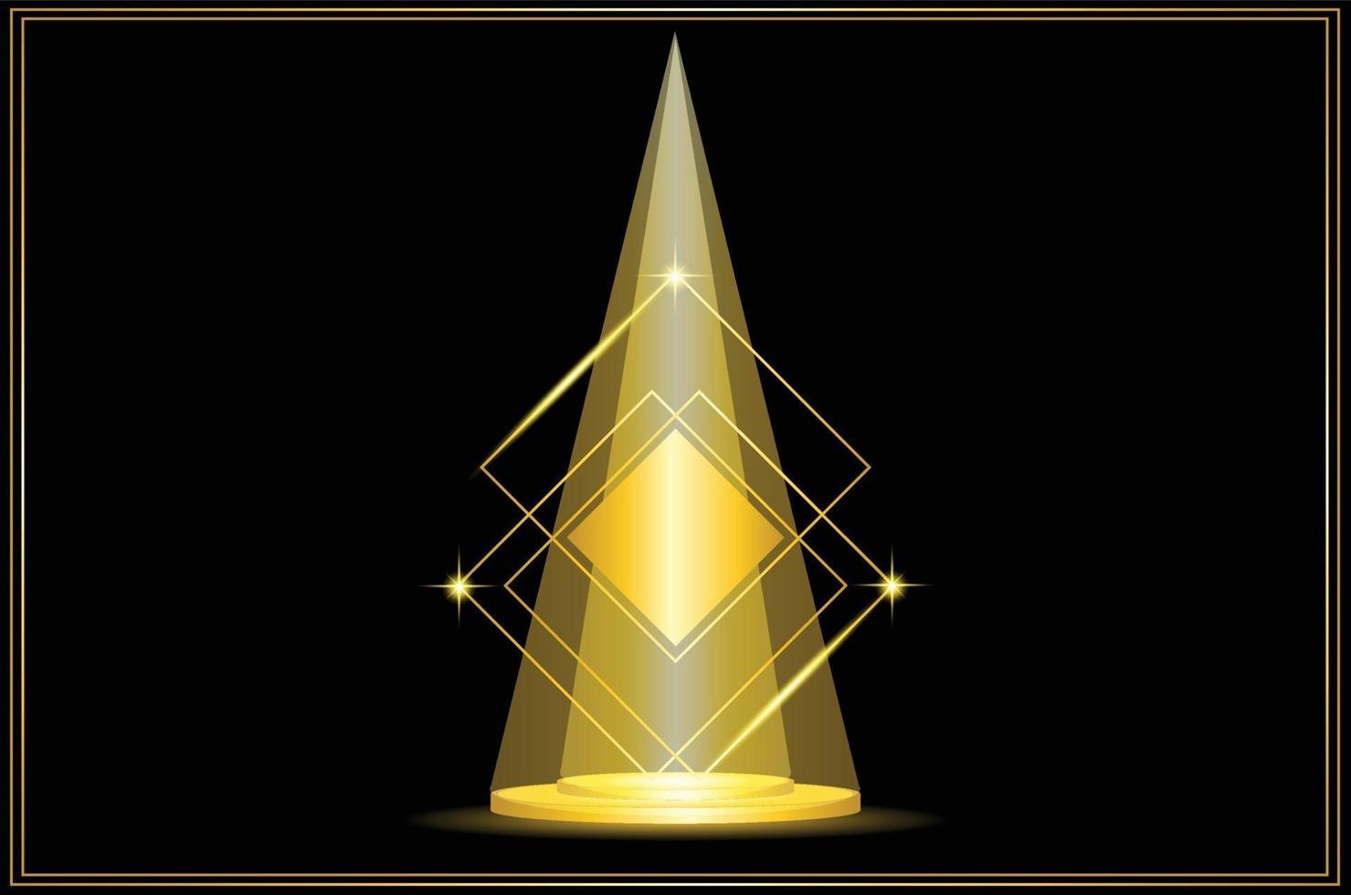Golden stage with spotlight on dark background vector