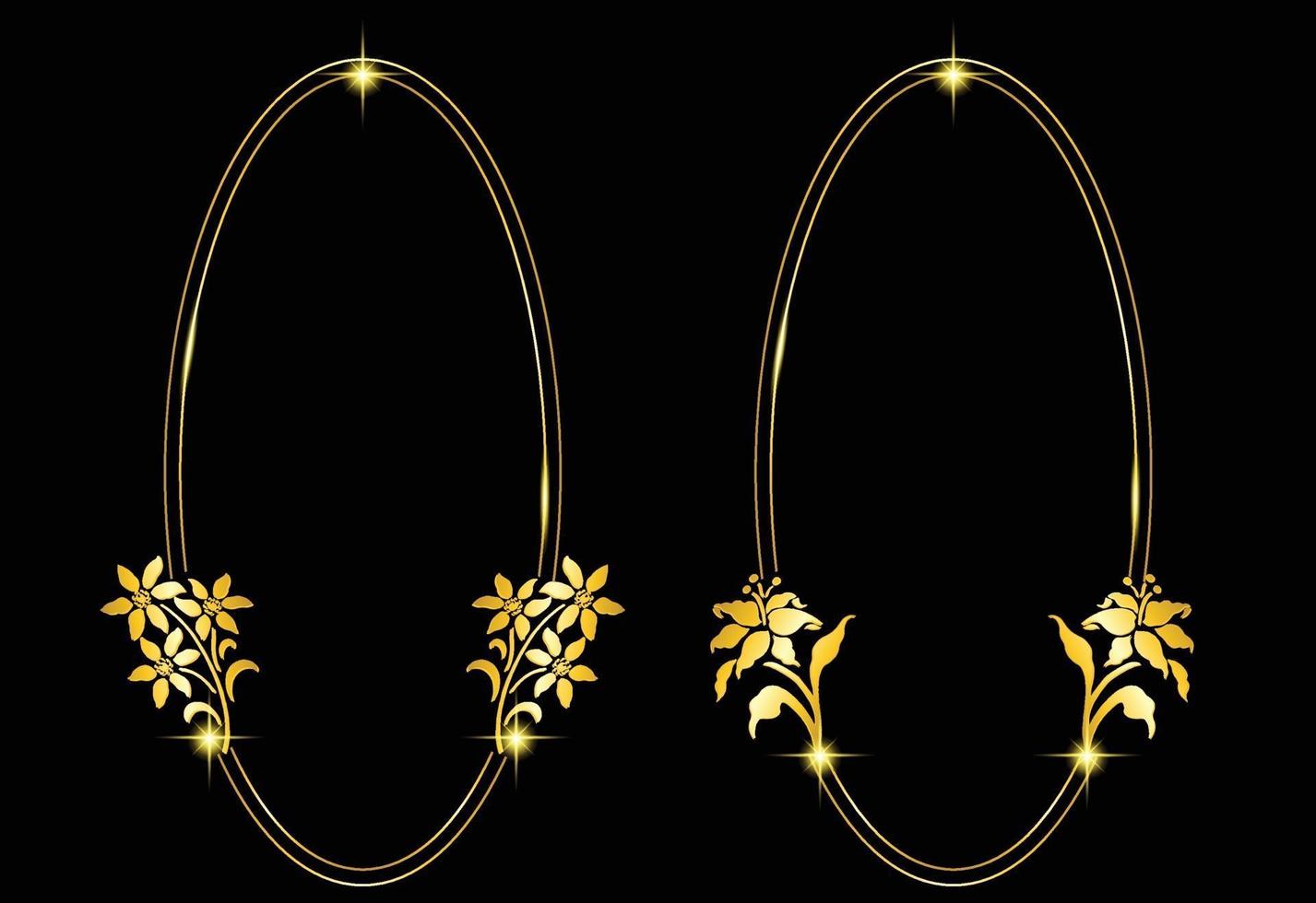 Oval shaped frame with floral decoration vector