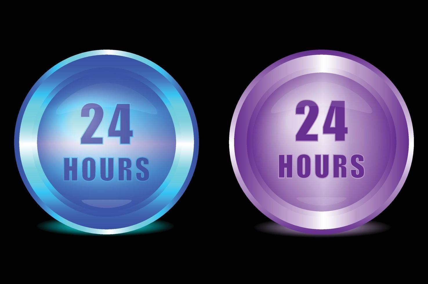24 hours buttons with blue and purple colour vector