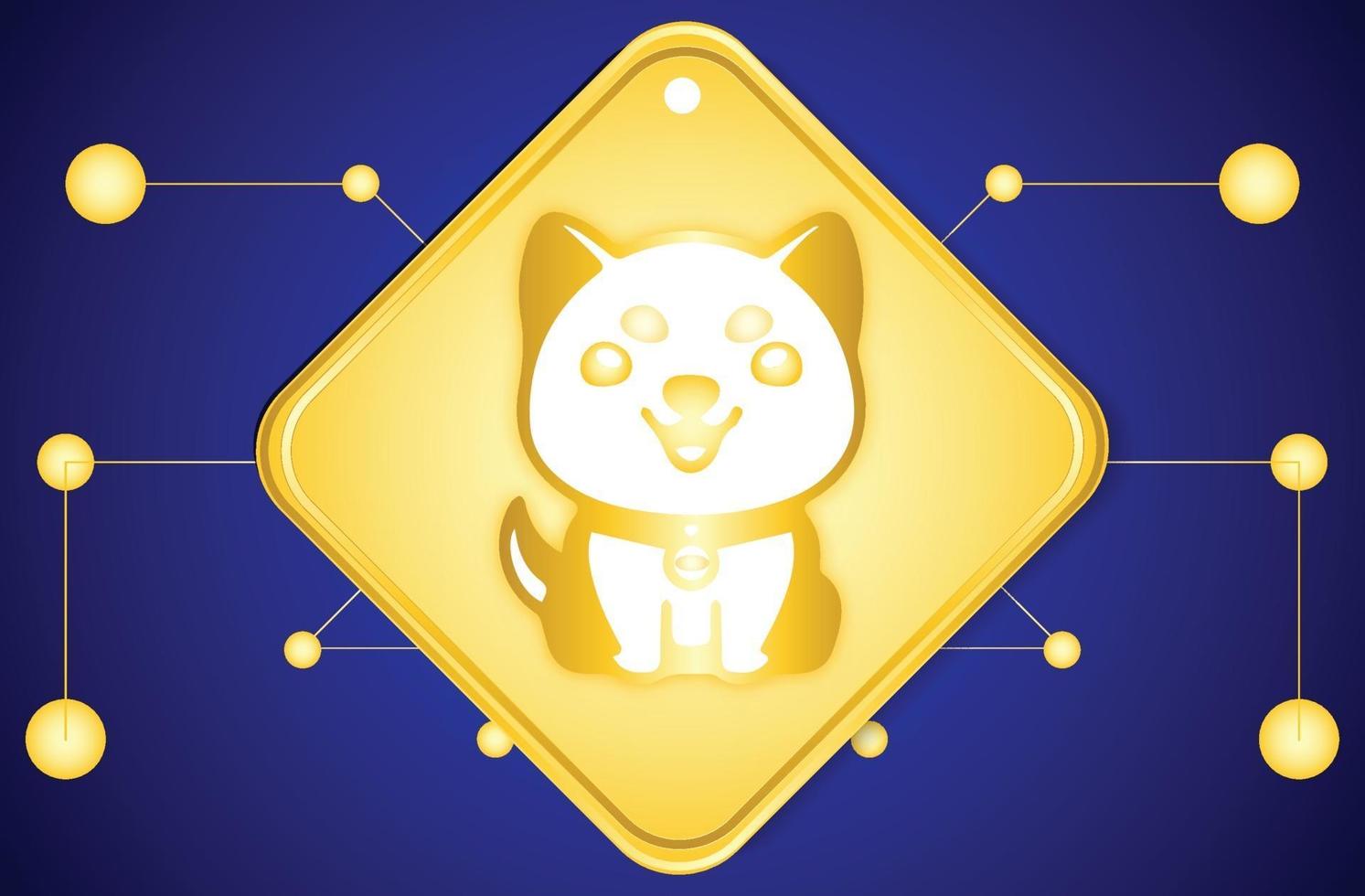 personaje de baby doge con fondo azul vector