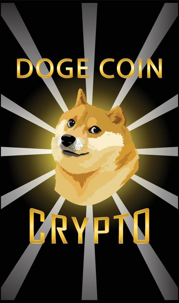 Doge coin crypto currency banner with gradient vector