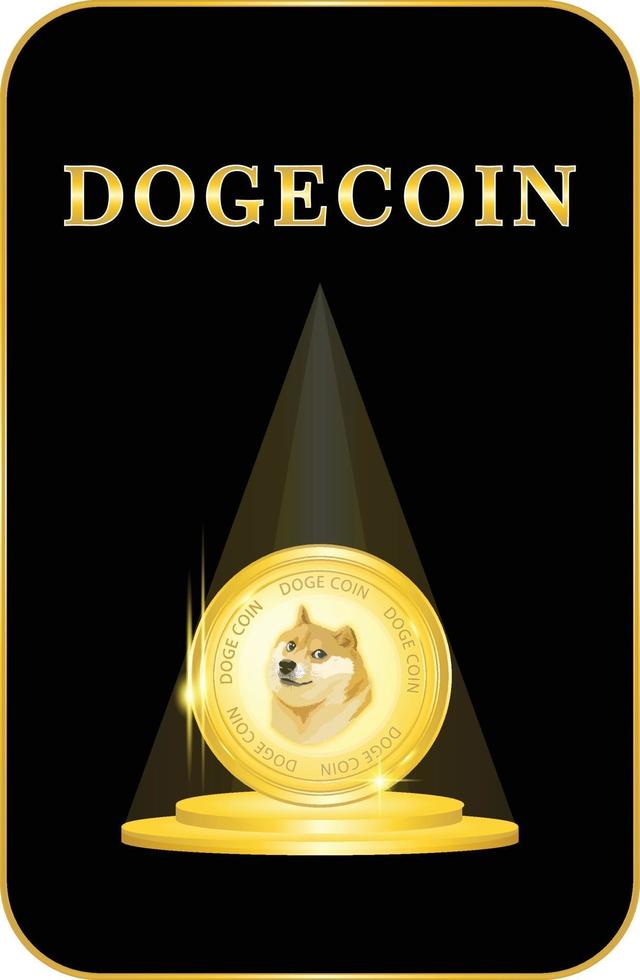 Doge coin crypto currency on stage with spotlight vector