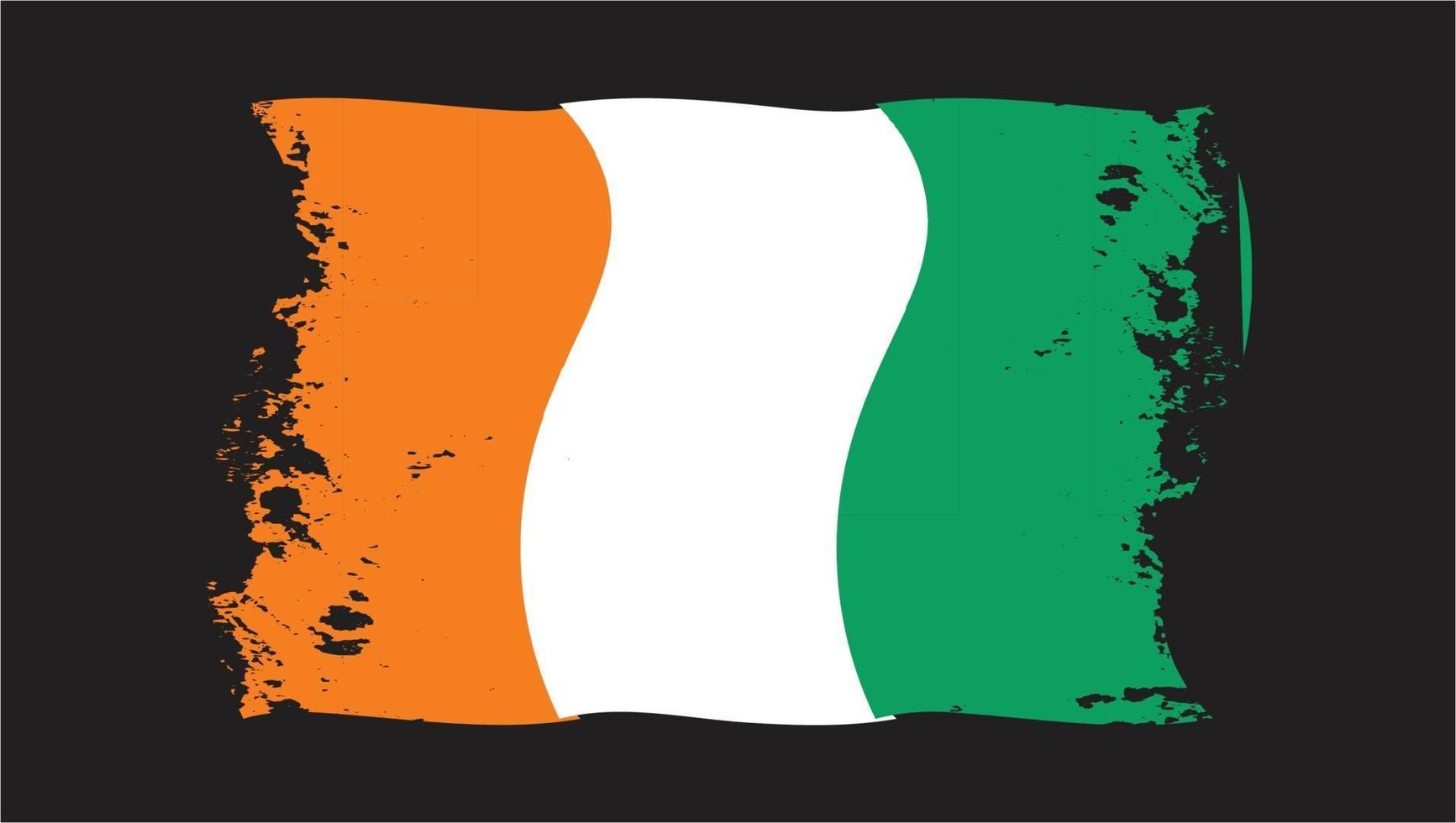 Cote d'Ivoire Flag Watercolor Painted Brush vector