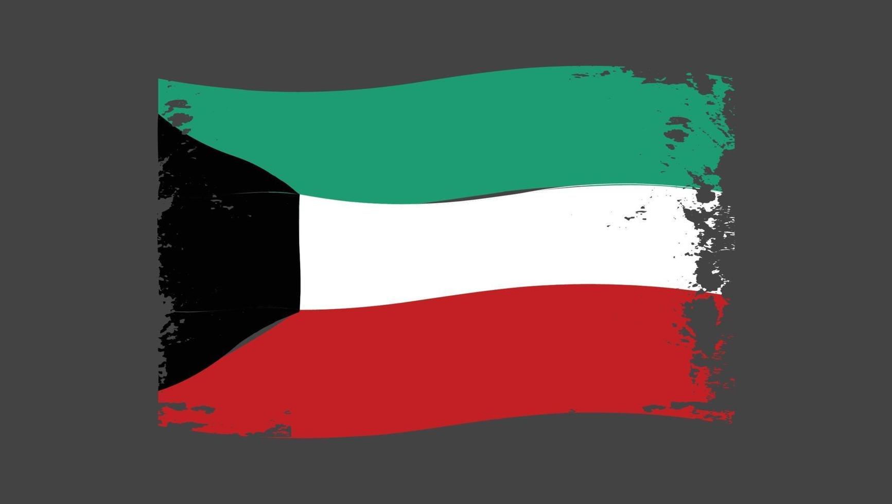 Kuwait Flag With Watercolor Paint Brush vector