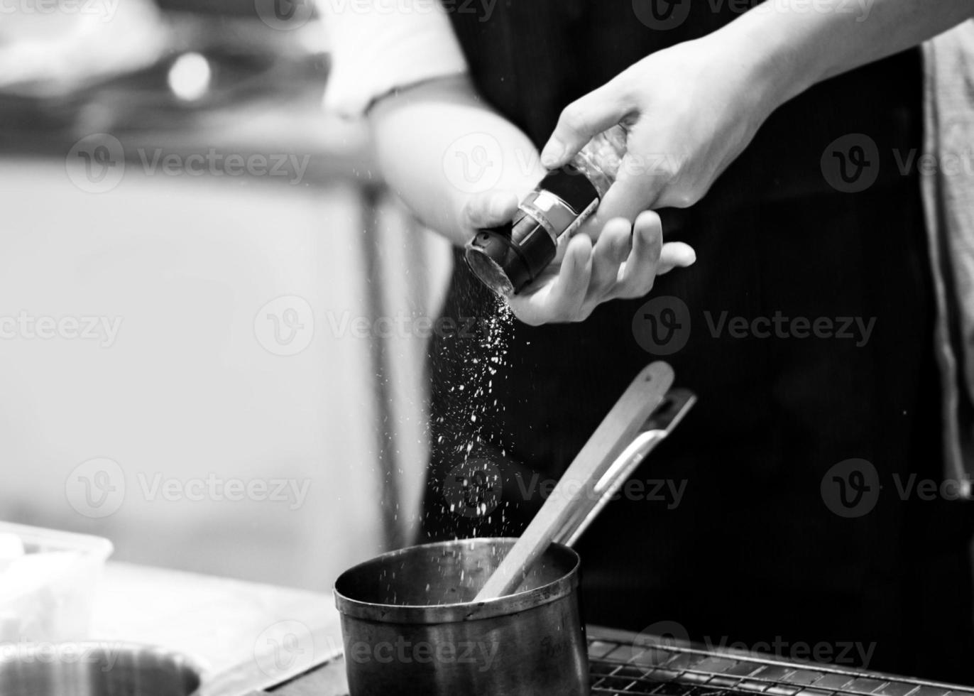 Chef cooking food in the kitchen, Chef preparing food photo