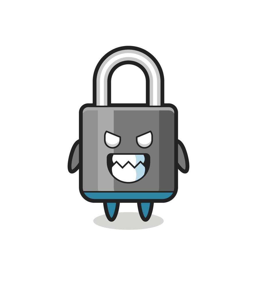 evil expression of the padlock cute mascot character vector