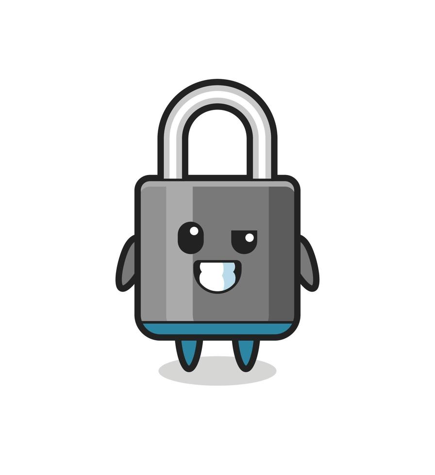 cute padlock mascot with an optimistic face vector