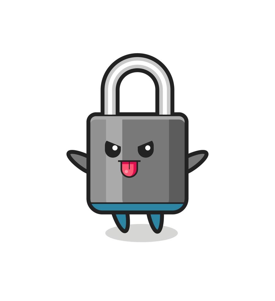 naughty padlock character in mocking pose vector