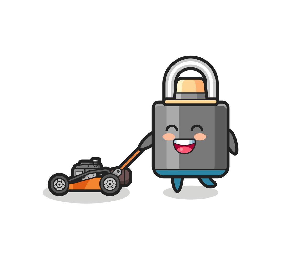 illustration of the padlock character using lawn mower vector