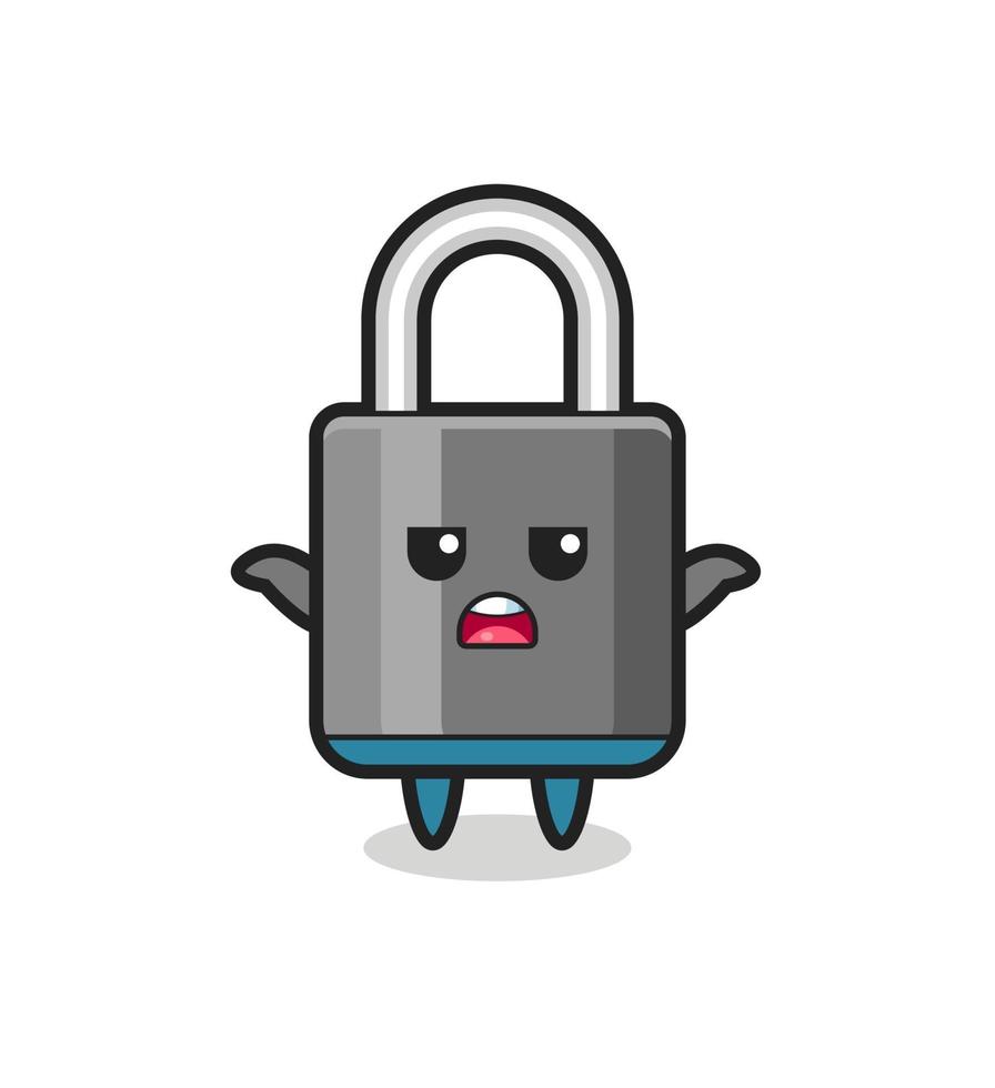 padlock mascot character saying I do not know vector