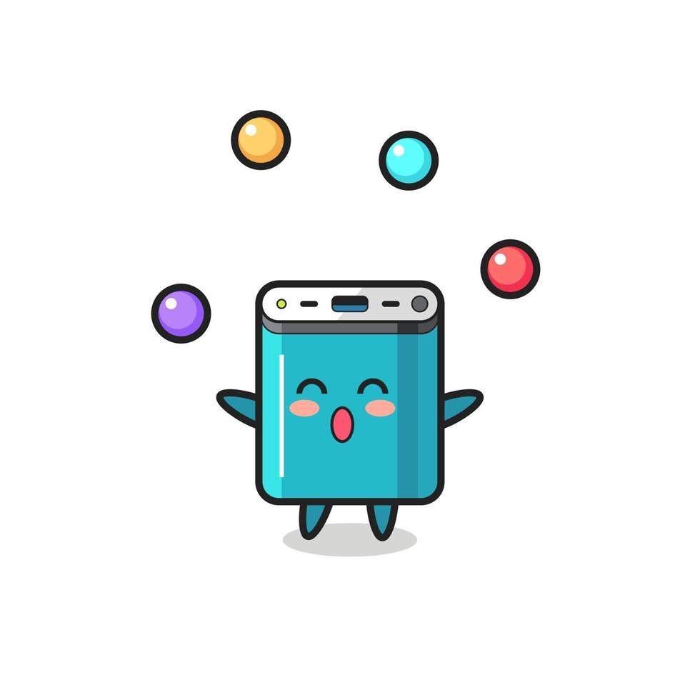 the power bank circus cartoon juggling a ball vector