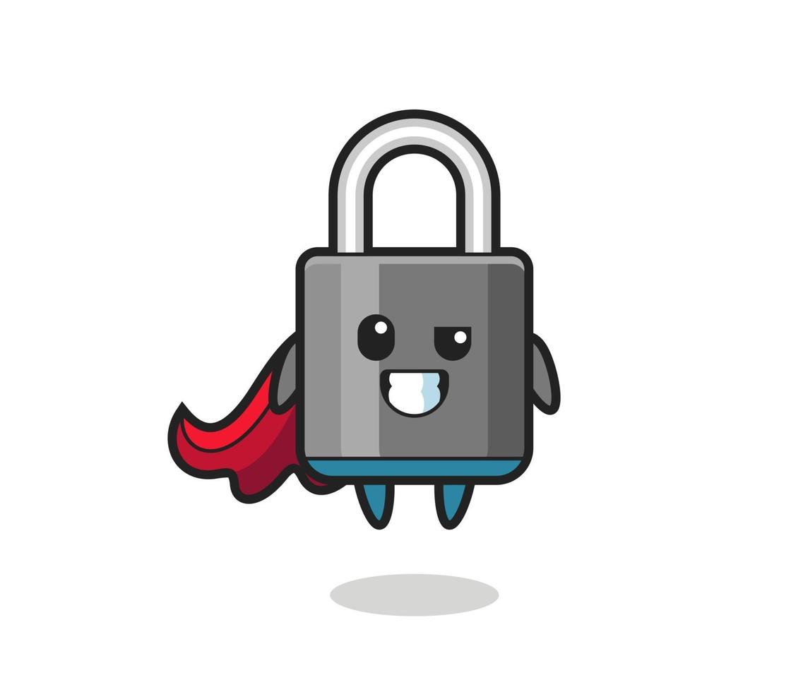 the cute padlock character as a flying superhero vector