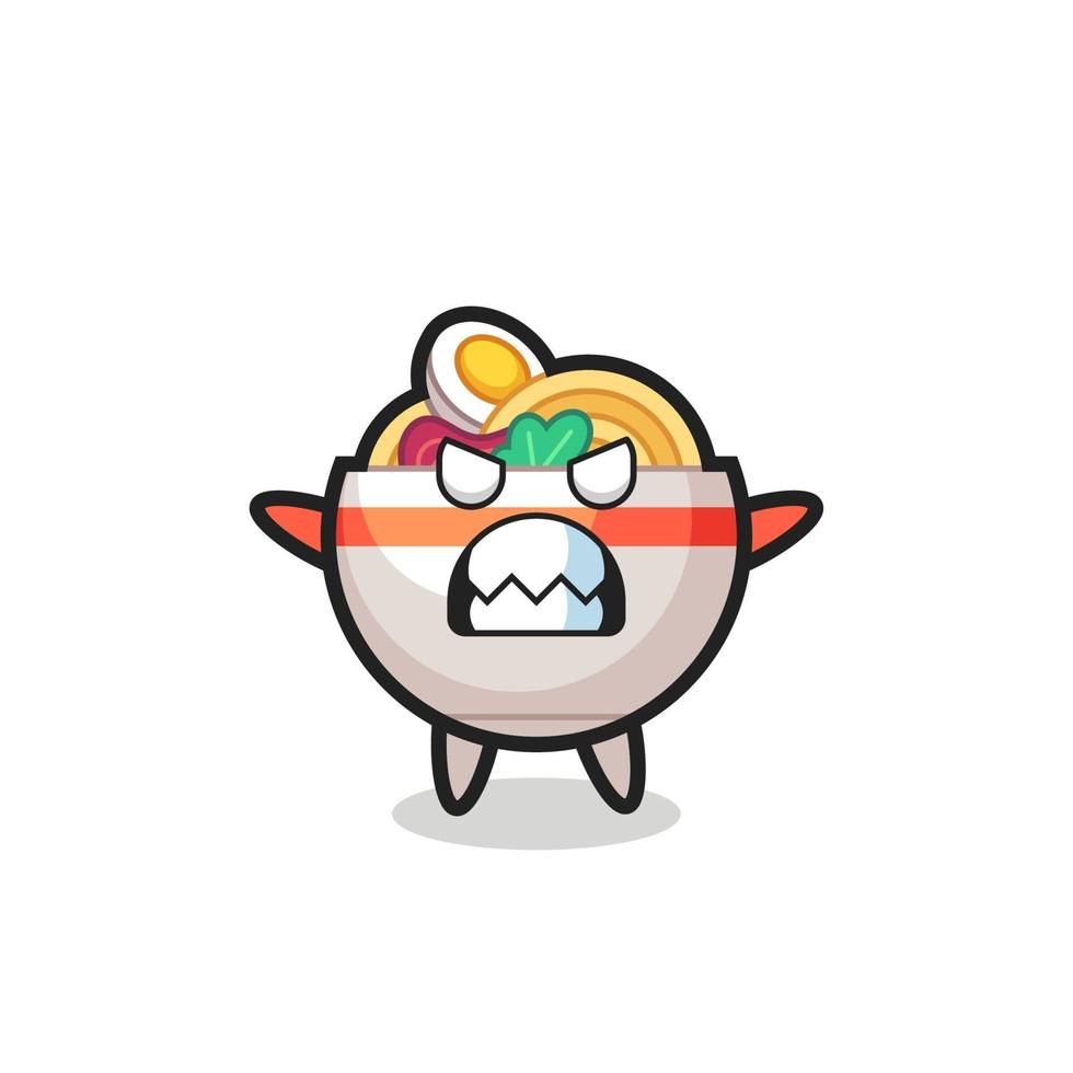 wrathful expression of the noodle bowl mascot character vector