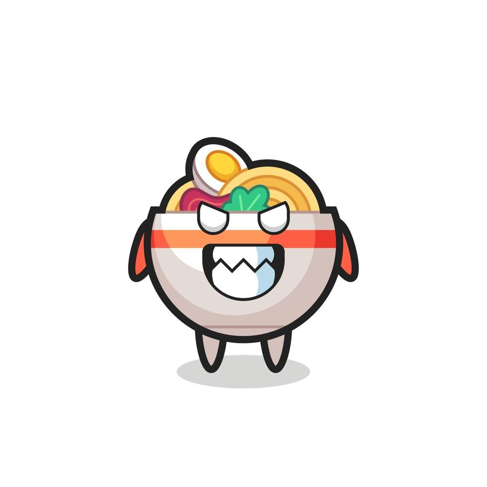 evil expression of the noodle bowl cute mascot character vector