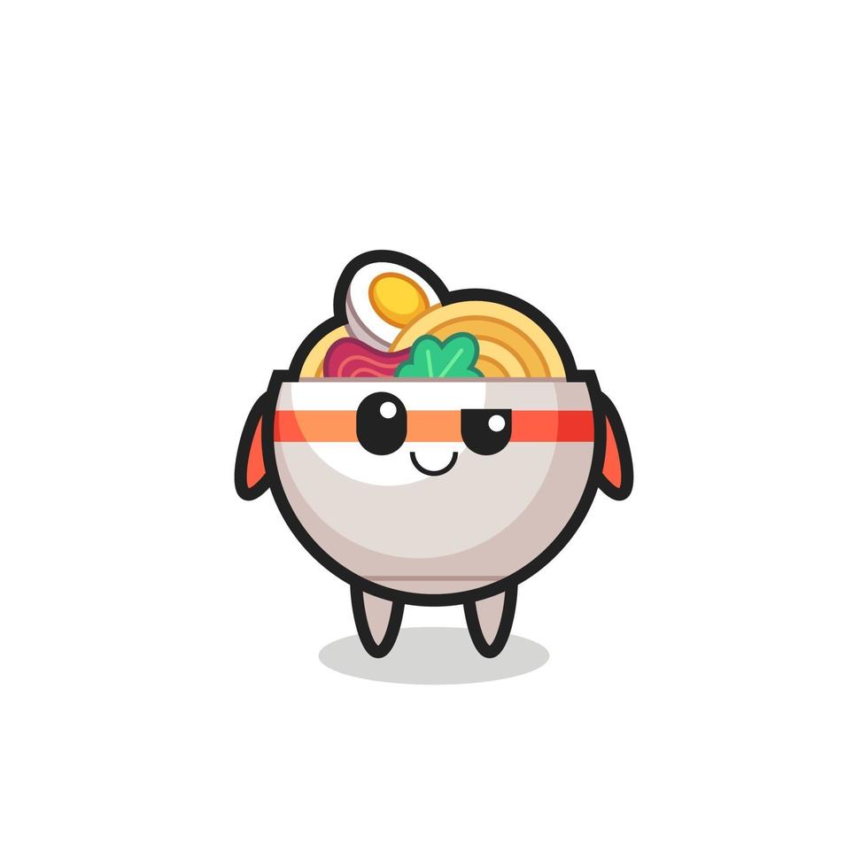 noodle bowl cartoon with an arrogant expression vector