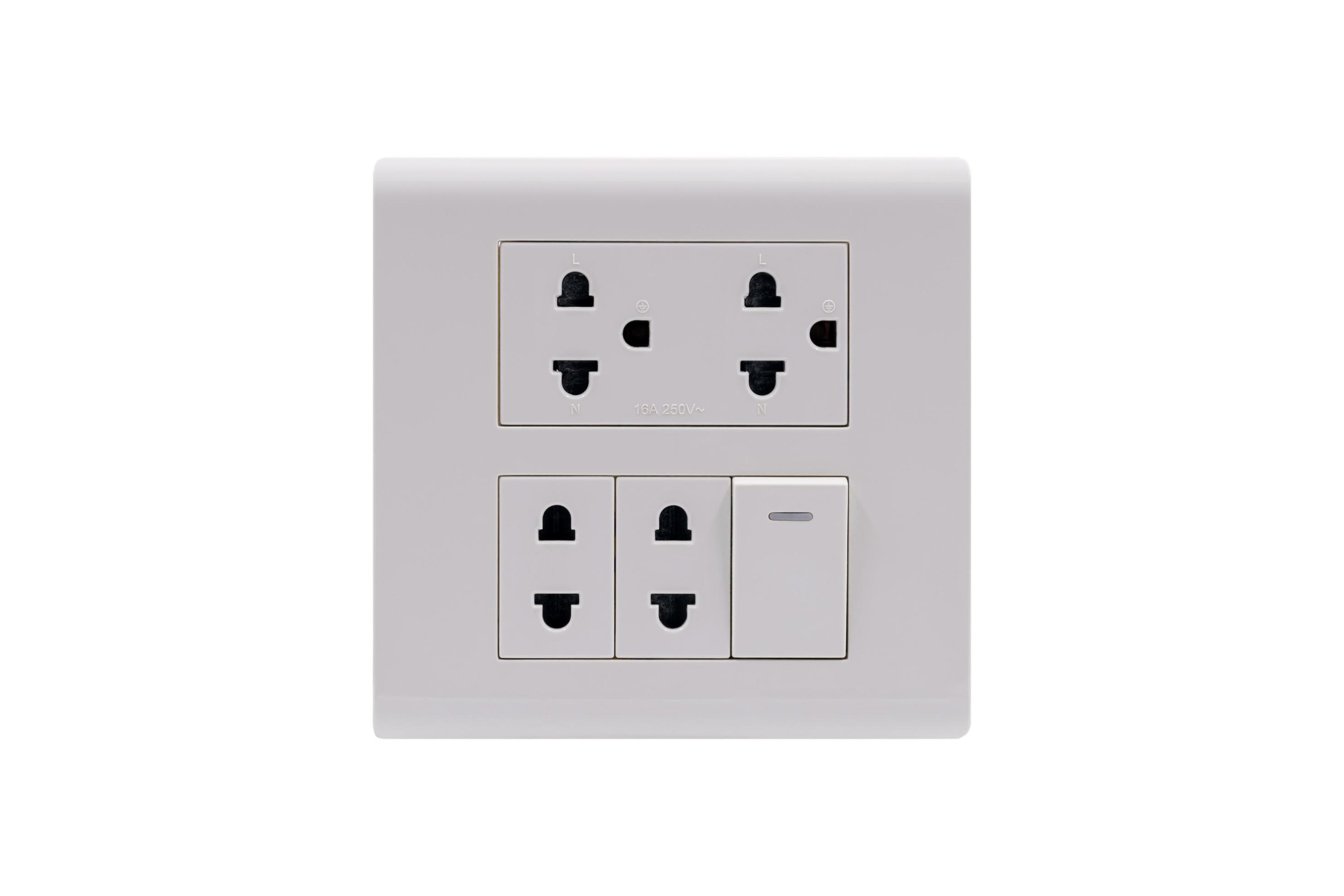 Wall outlet AC power plug socket with On Off switch. 3400792 Stock