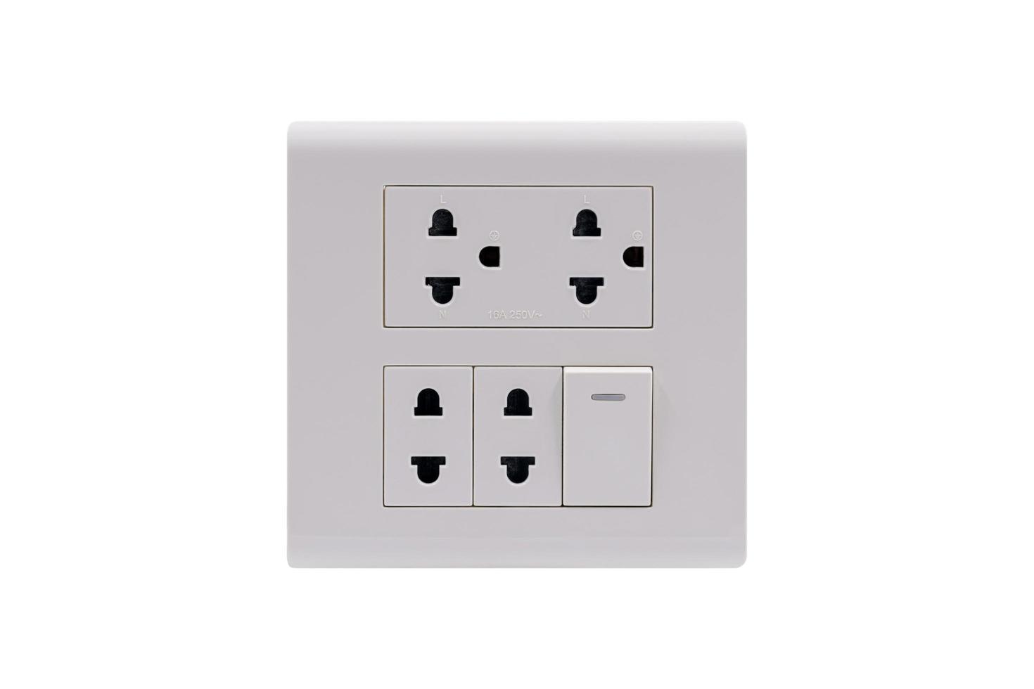 Wall outlet AC power plug socket with On Off switch. photo