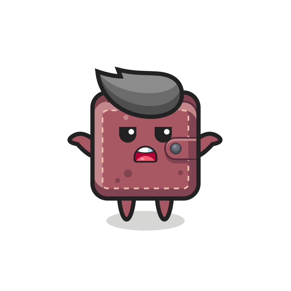 leather wallet mascot character saying I do not know vector