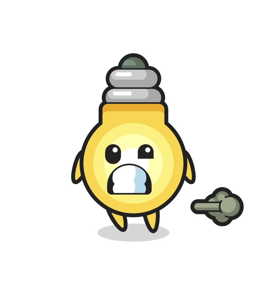 the illustration of the light bulb cartoon doing fart vector