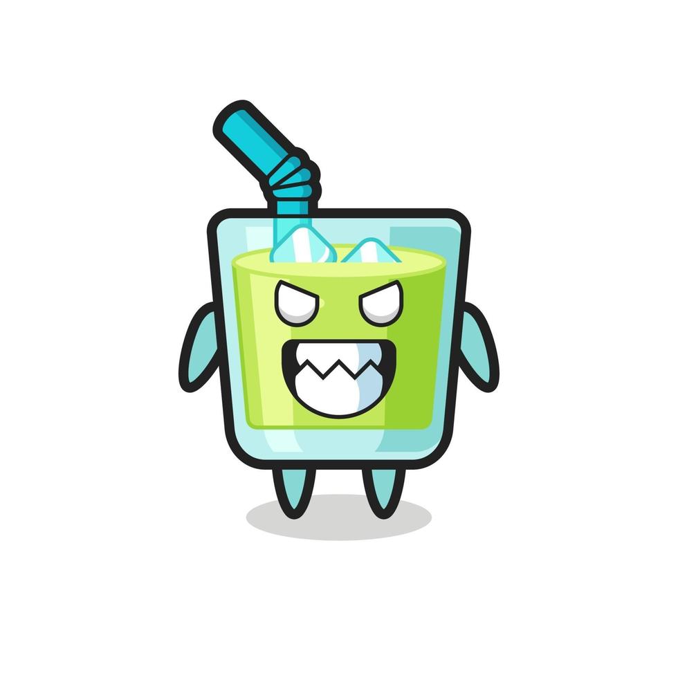 evil expression of the melon juice cute mascot character vector