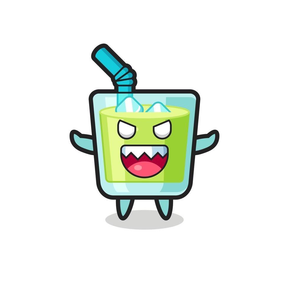 Ilustración del personaje de mascota de jugo de melón malvado vector
