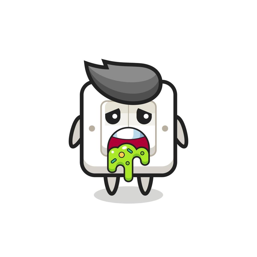 the cute light switch character with puke vector