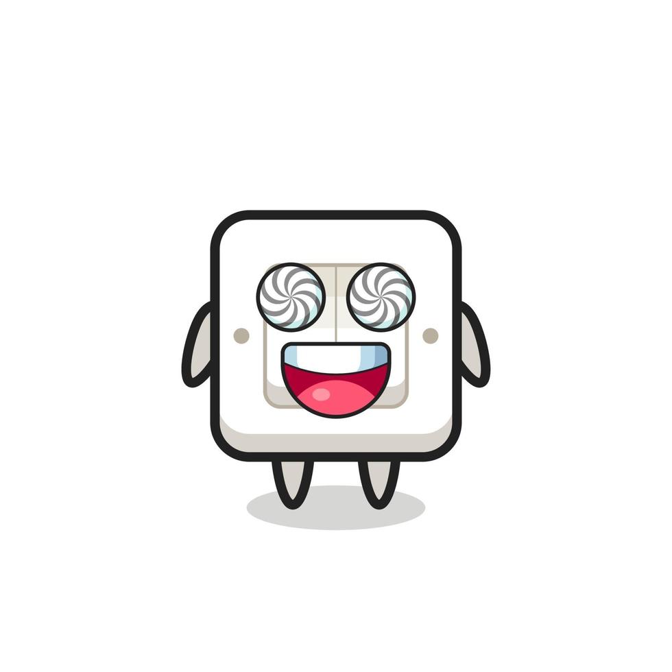 cute light switch character with hypnotized eyes vector