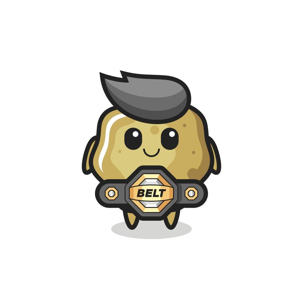 the MMA fighter loose stools mascot with a belt vector