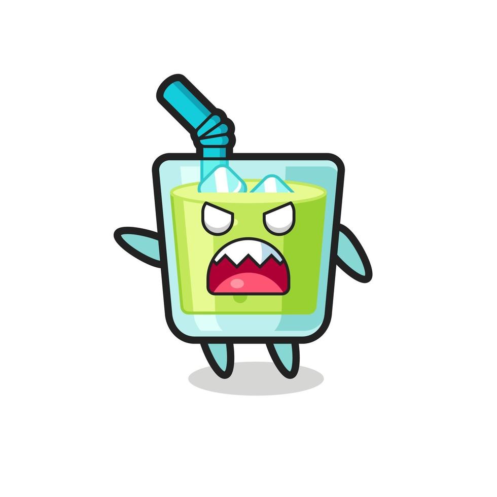 cute melon juice cartoon in a very angry pose vector