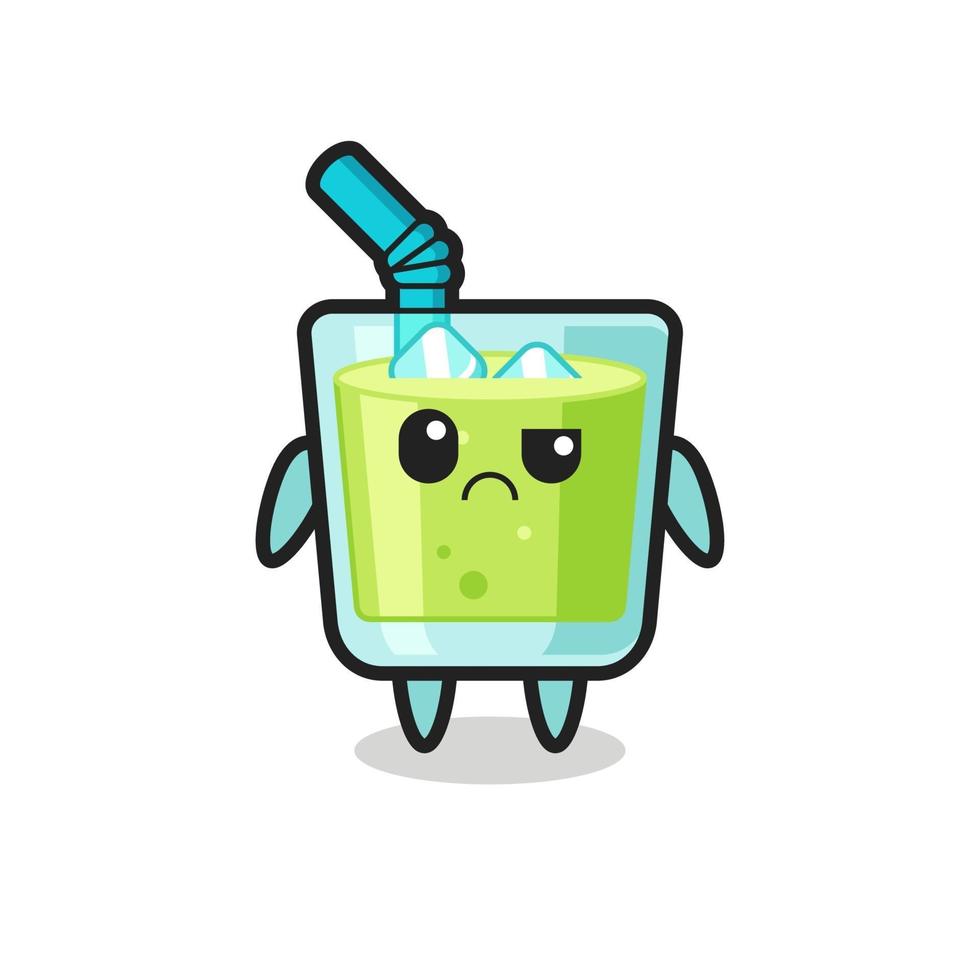 the mascot of the melon juice with sceptical face vector