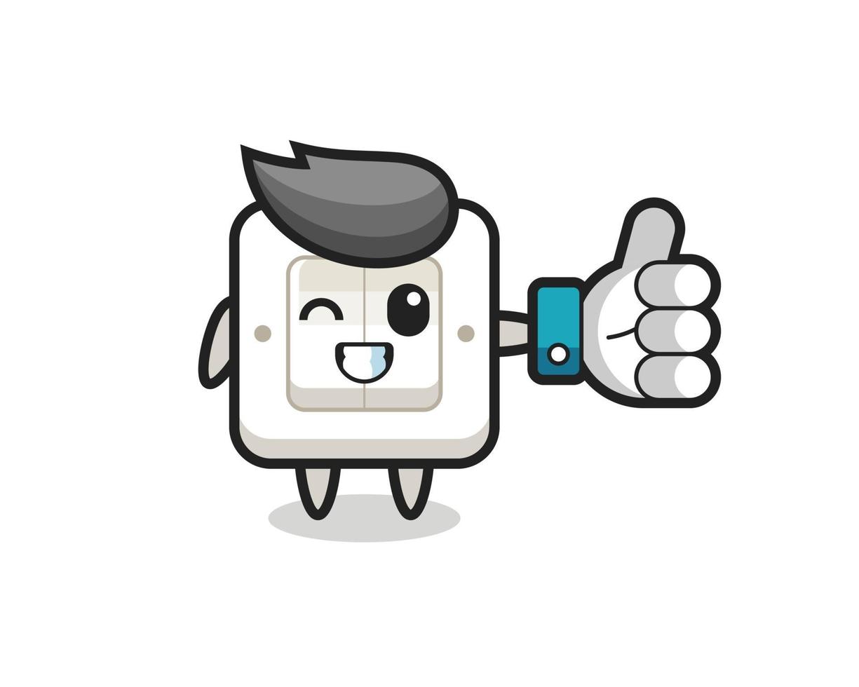 cute light switch with social media thumbs up symbol vector