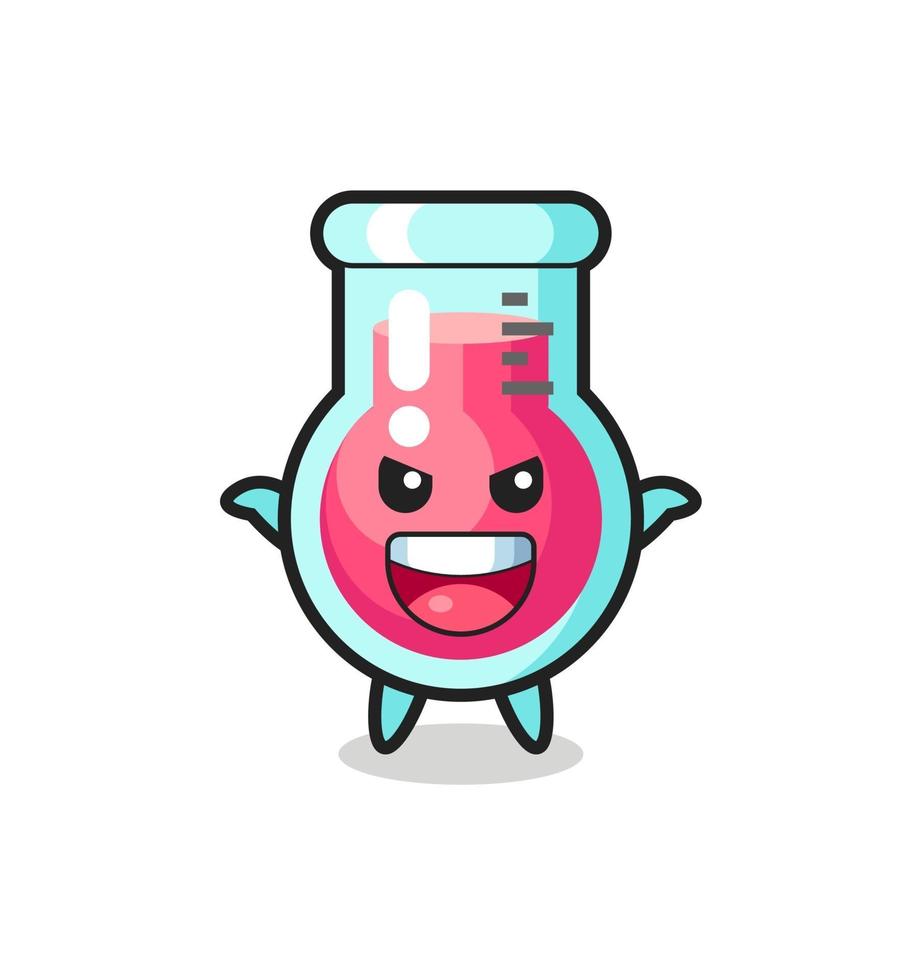 the illustration of cute laboratory beaker doing scare gesture vector