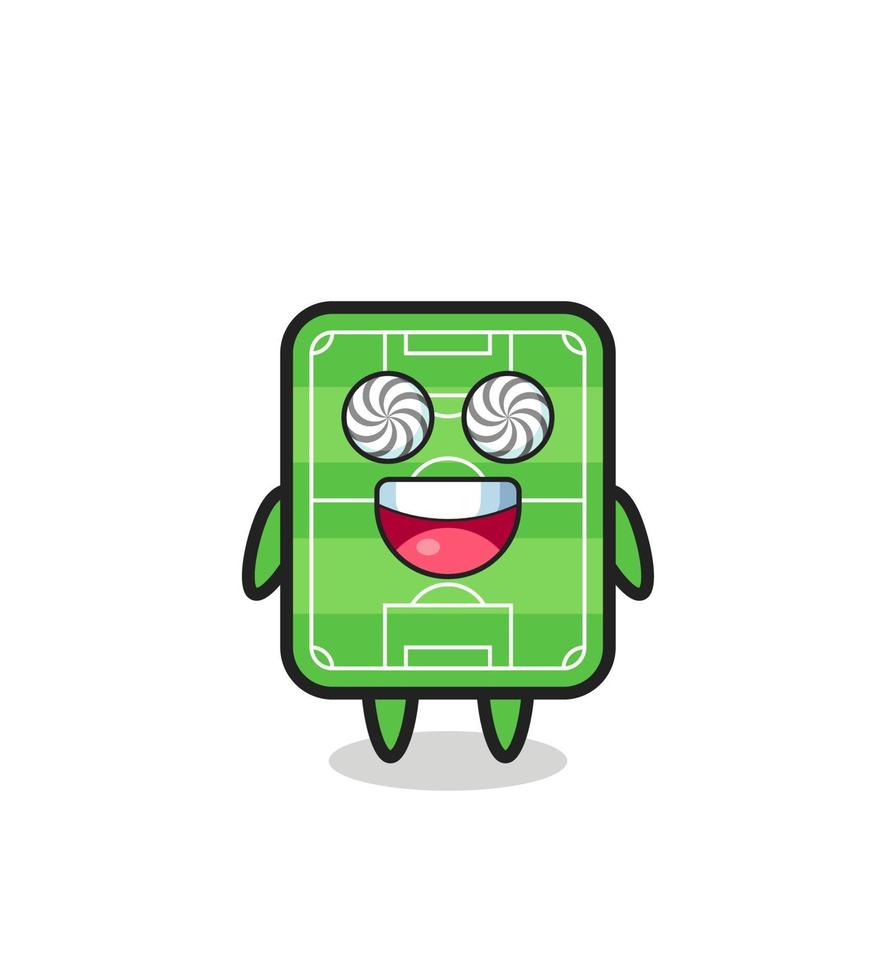 cute football field character with hypnotized eyes vector