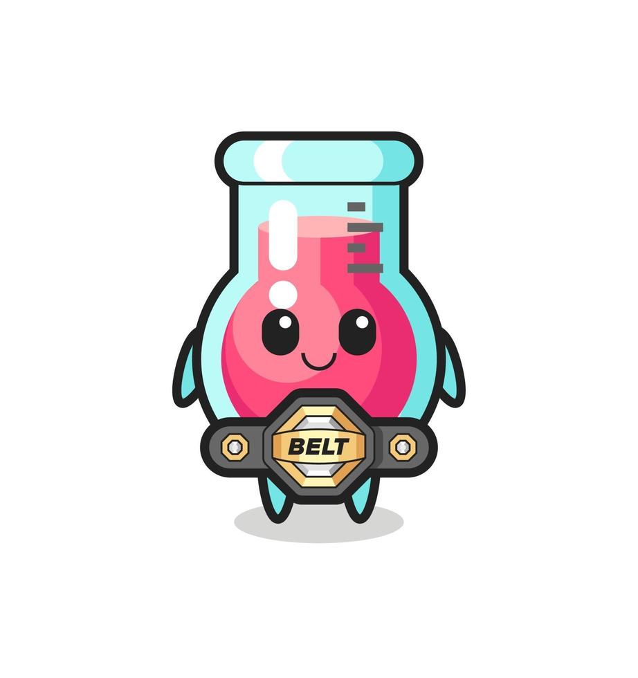 the MMA fighter laboratory beaker mascot with a belt vector