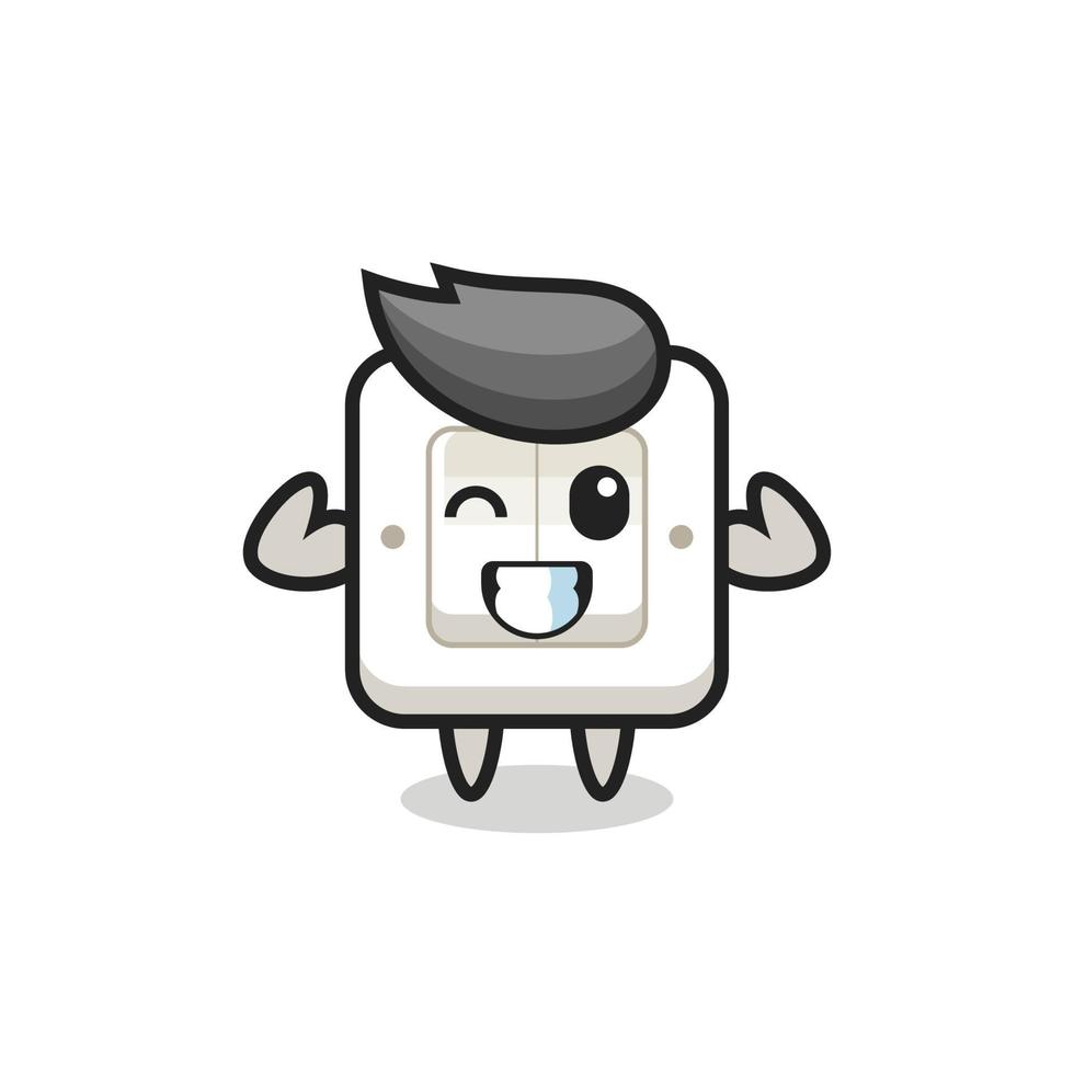 the muscular light switch character is posing showing his muscles vector