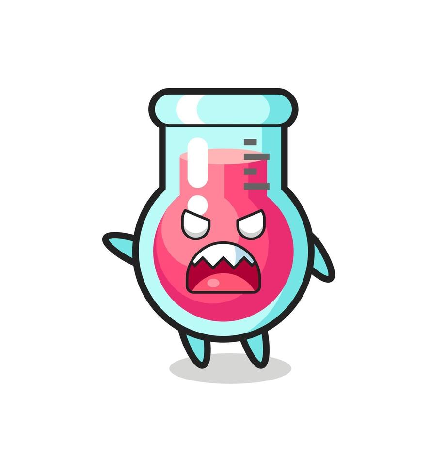 cute laboratory beaker cartoon in a very angry pose vector