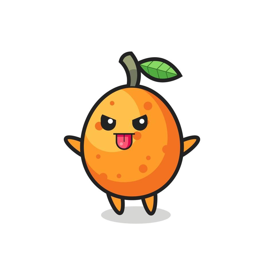 naughty kumquat character in mocking pose vector