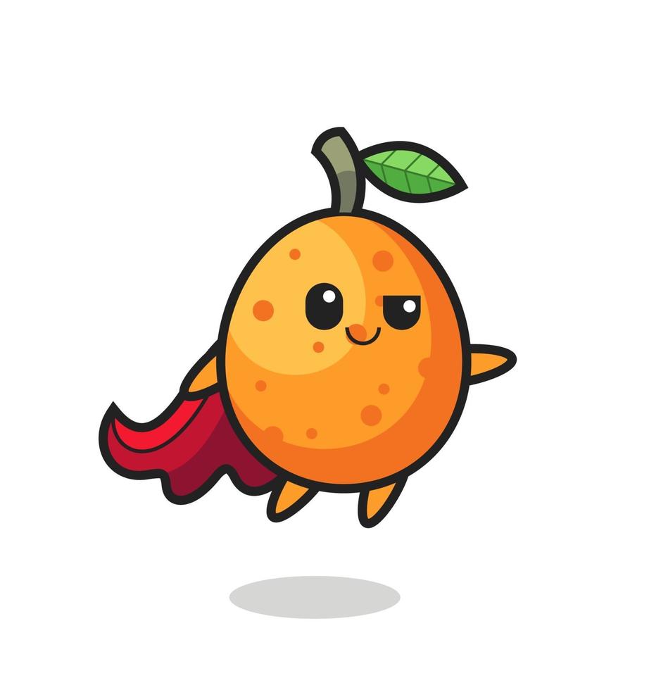 cute kumquat superhero character is flying vector